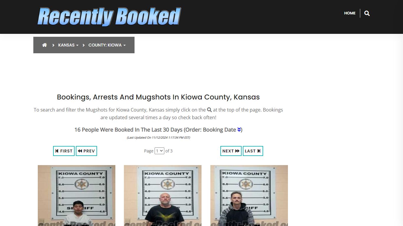 Bookings, Arrests and Mugshots in Kiowa County, Kansas - Recently Booked