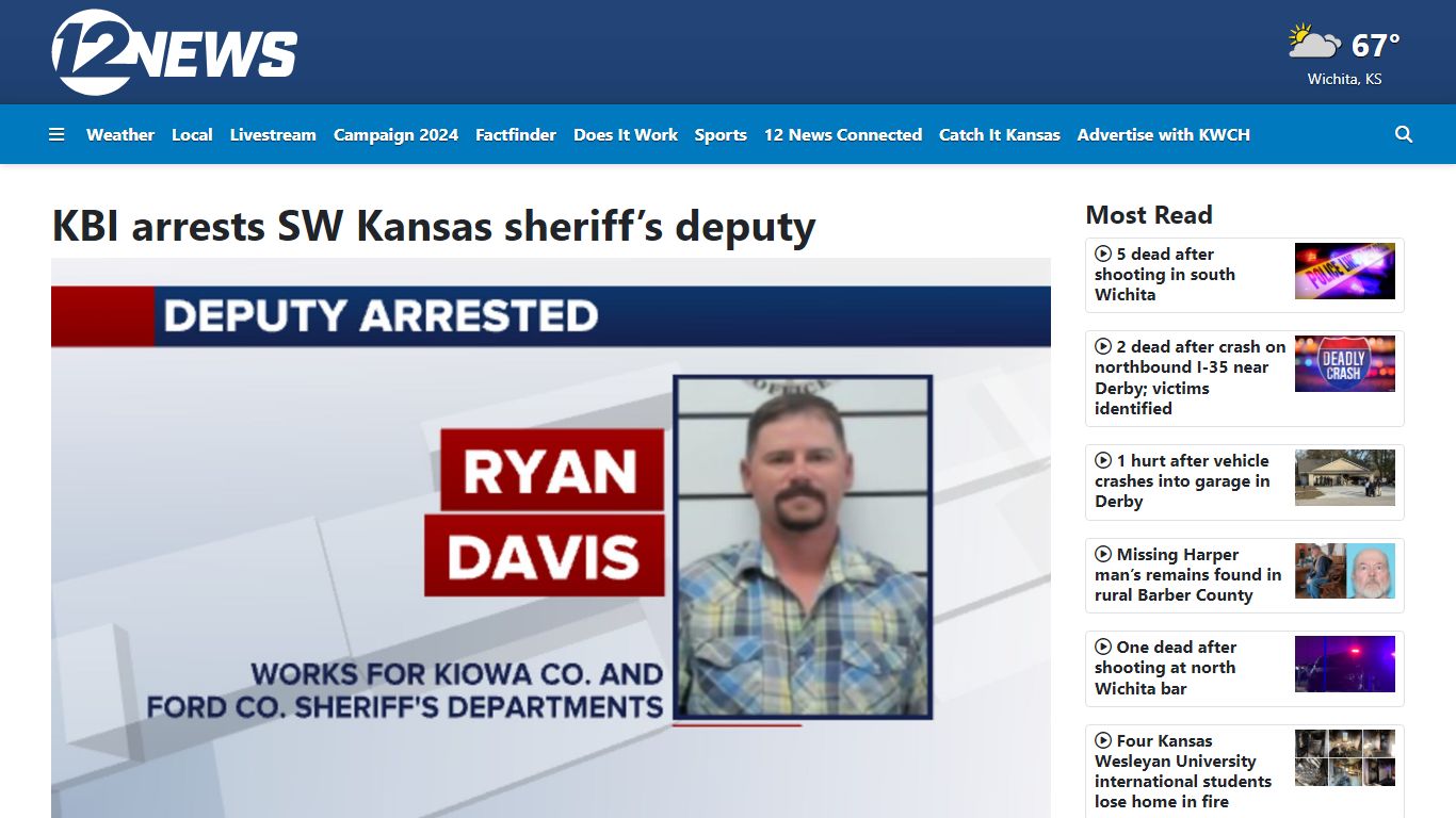 KBI arrests SW Kansas sheriff’s deputy - KWCH